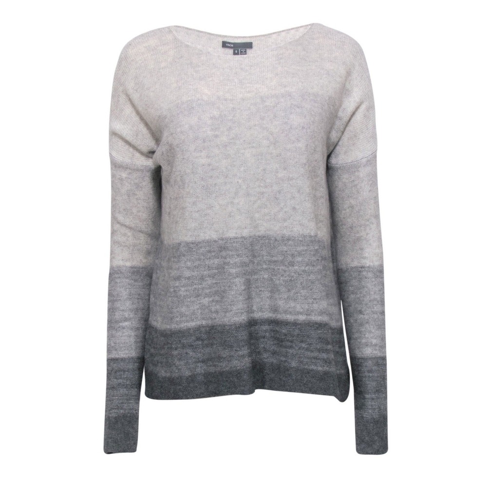 $345 Vince - Grey Ombre 100% Cashmere Sweater Size M